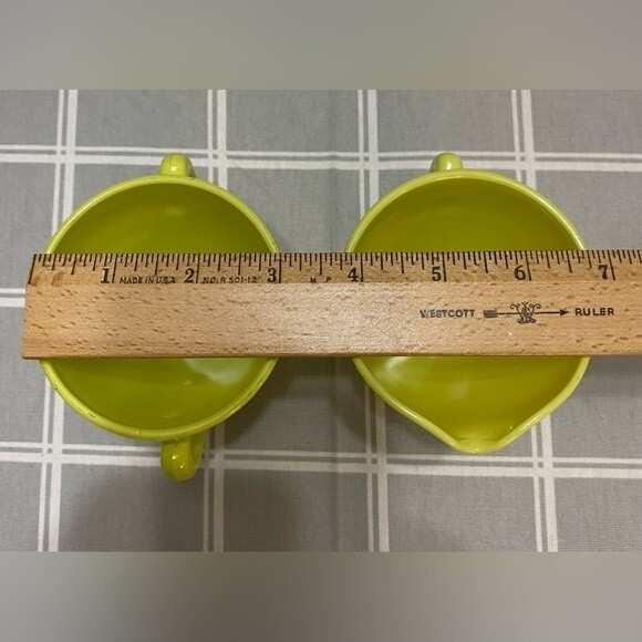 Vintage Hazel Atlas Moderntone Platonite Yellow 1930-50 Creamer & Sugar Bowl Set - Picture 4 of 11